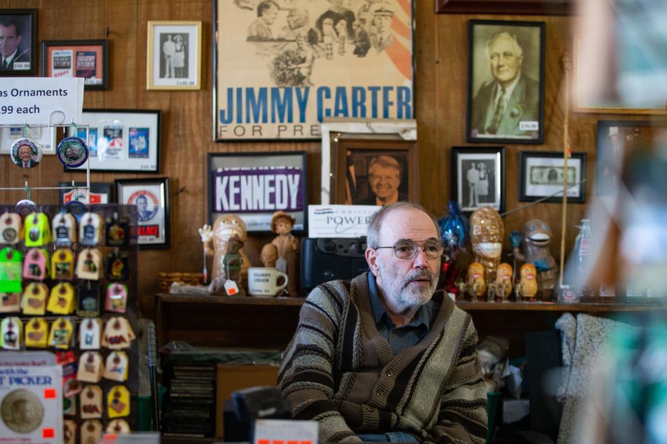 Philip Kurland, owner of Plains Trading Post, tells stories of his interactions with former first lady Rosalynn Carter from when she would visit his store Monday, Nov. 27, 2023.