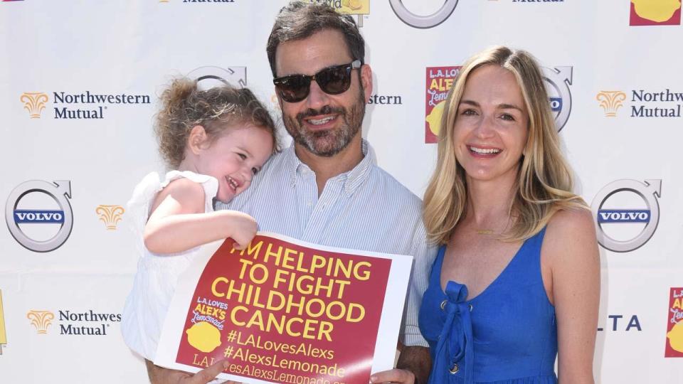 The late night host posed for pics with his son, wife Molly McNearney and their 3-year-old daughter, Jane, at the 8th Annual L.A. Loves Alex's Lemonade event.