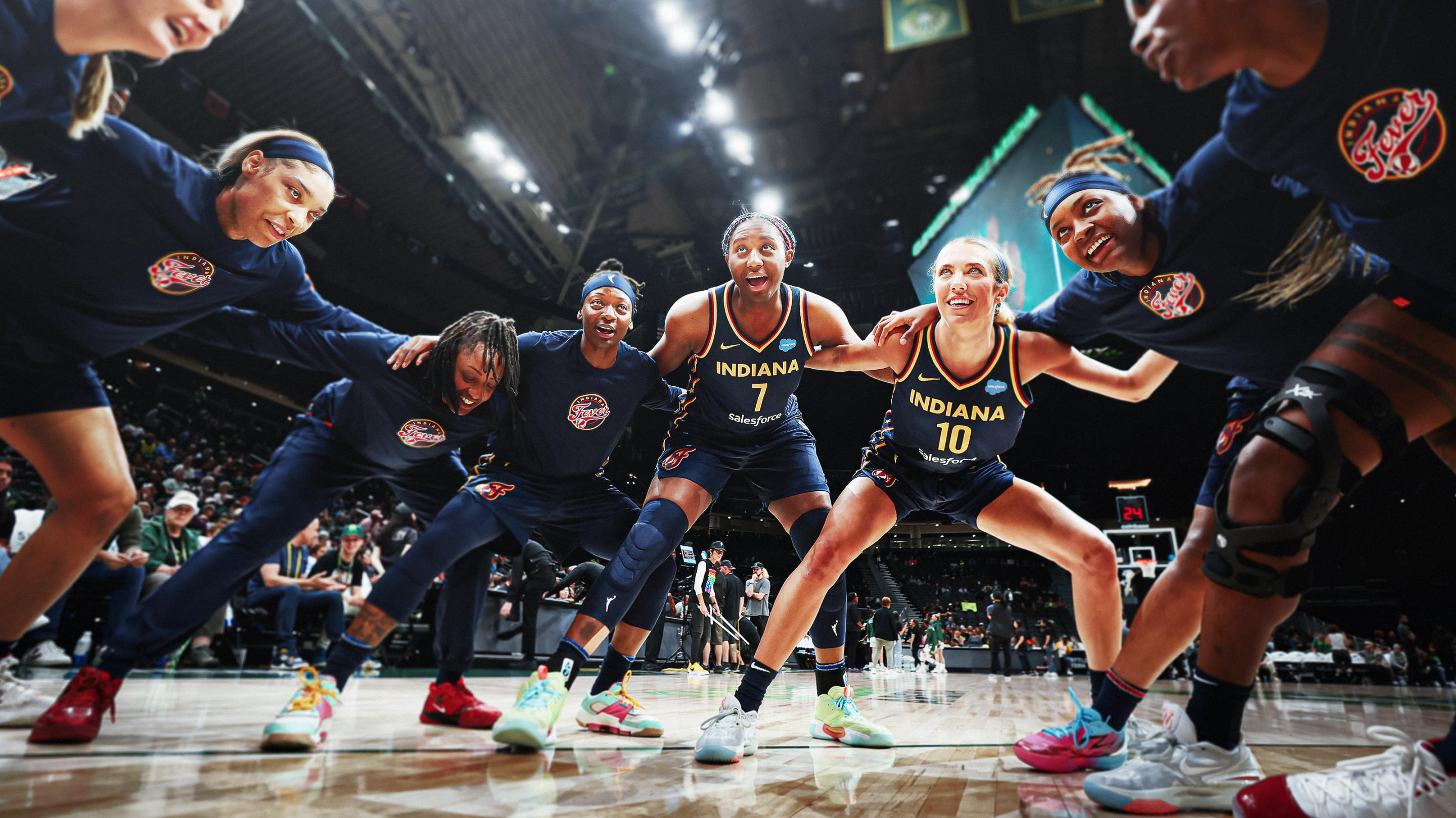 Aliyah Boston, center, helped the Indiana Fever take a big leap in Year 2 of their rebuild. (Photo by Steph Chambers/Getty Images)