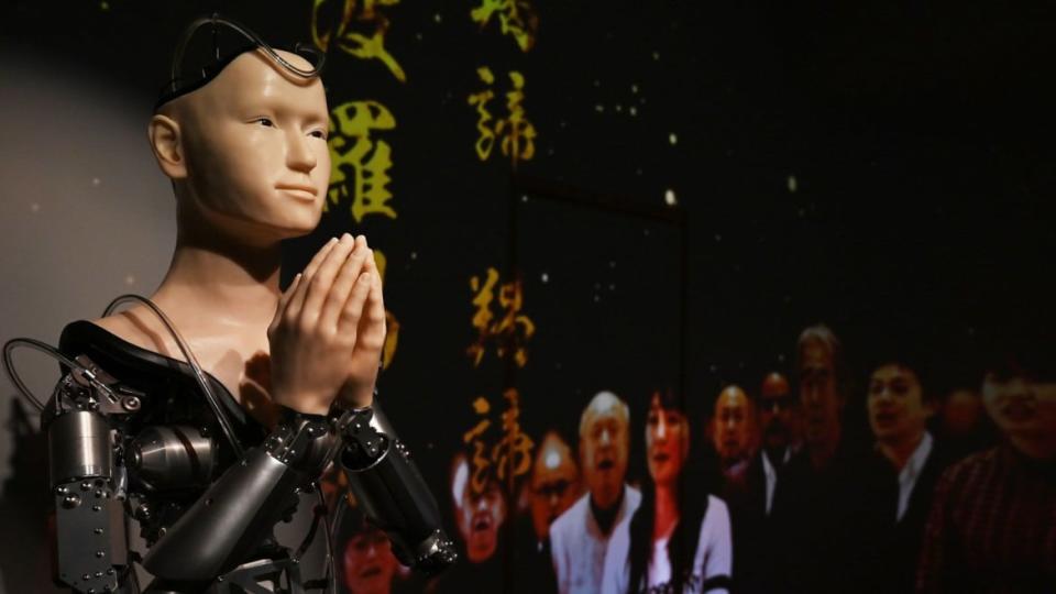 <div class="inline-image__caption"><p>Mindar, an android priest modeled after the Buddhist goddess of mercy Kannon, is designed to recite the Heart Sutra to worshippers. </p></div> <div class="inline-image__credit">Charly Triballeau/AFP/Getty Images</div>