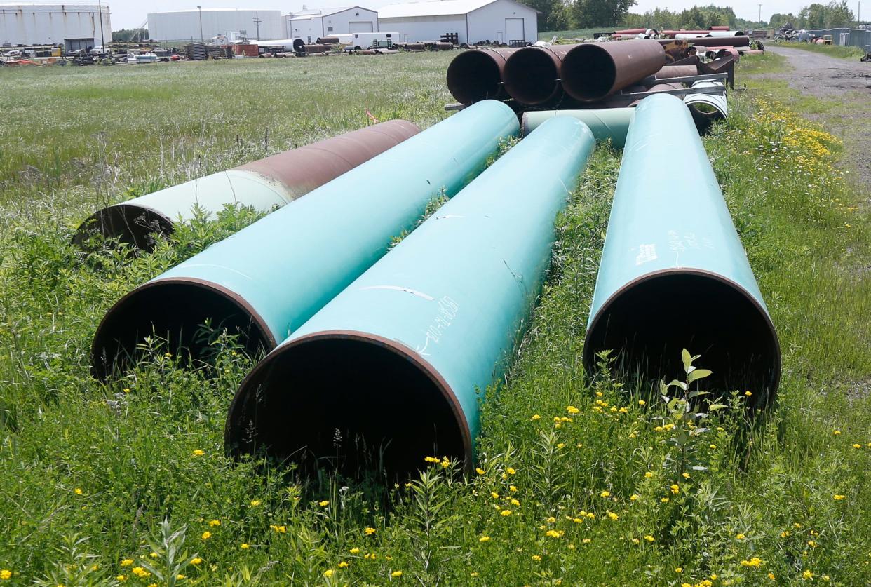 Pipeline used to carry crude oil is shown in Wisconsin. Canada-based TC Energy has shut down its Keystone system after an oil spill in Kansas.