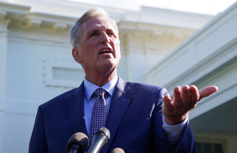 FILE PHOTO: U.S. Congressional leaders depart after debt limit talks with President Biden at the White House in Washington