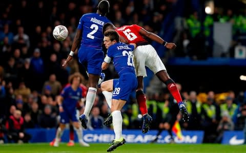 Pogba rises superbly to head home  - Credit: AFP