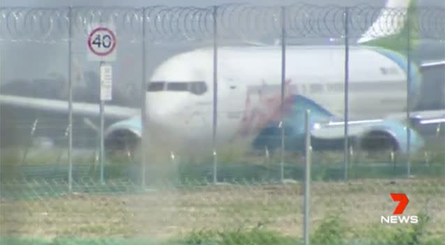 The plane was forced to land back at Brisbane Airport. Source: 7 News