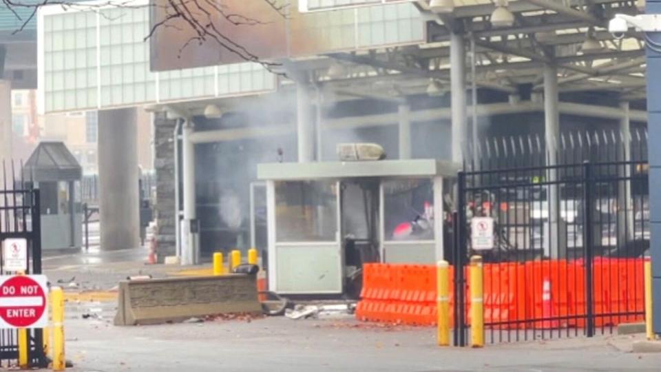 PHOTO: The Rainbow Bridge in Niagara Falls was closed in both directions, Nov. 22, 2023, due to an incident involving a vehicle. (WKBW)