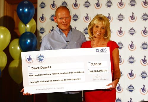 Angela and Dave Dawes from Cambridgeshire scooped more that 100 million pounds on only their third-ever lottery ticket