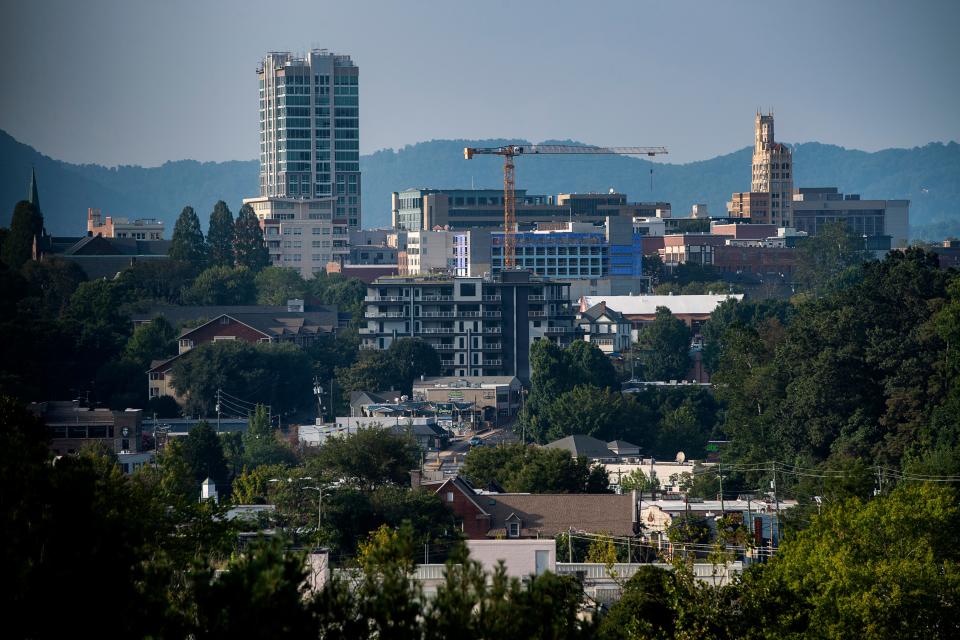 The skyline of the City of Asheville, August 22, 2023.