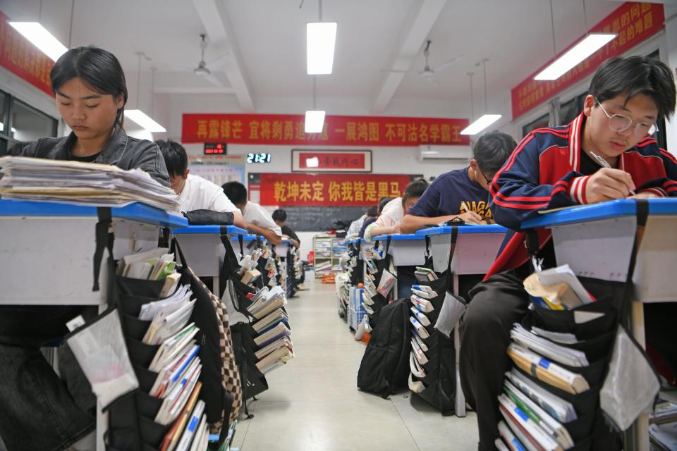 High school seniors study in Anhui province study before the Gao Kao