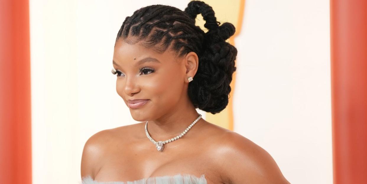 halle bailey black hair and beauty at the oscars