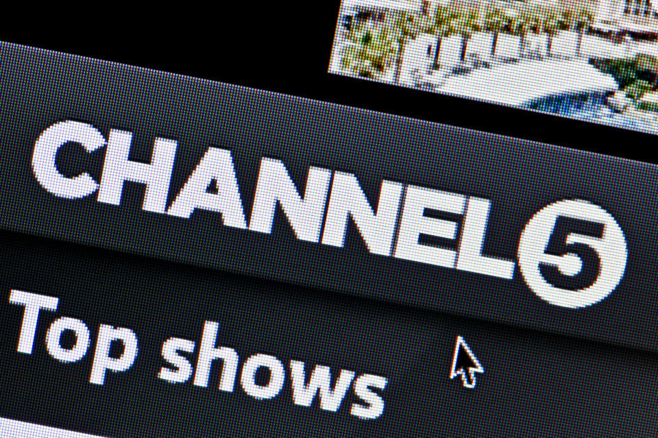 Close up of the Channel 5 logo as seen on its website. (Editorial use only: ­print, TV, e-book and editorial website).