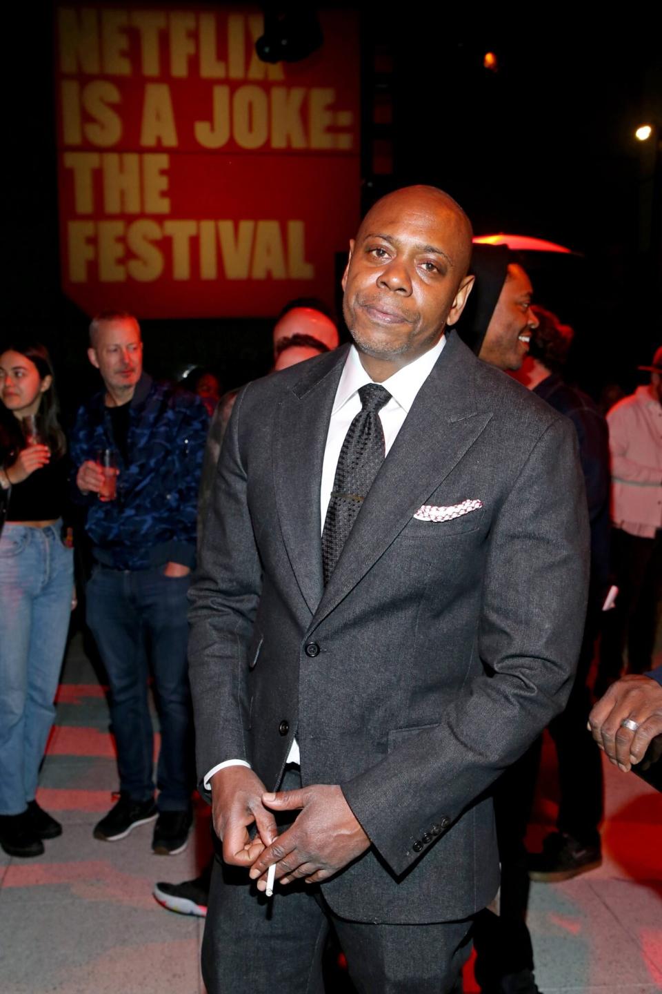 HOLLYWOOD, CALIFORNIA - APRIL 28: Dave Chappelle attends the Opening Night Party presented by NETFLIX IS A JOKE at W Hollywood on April 28, 2022 in Hollywood, California. (Photo by Phillip Faraone/Getty Images for Netflix)