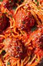 <p>Spaghetti and meatballs = the ultimate comfort food. It's already no-fuss, but throwing everything into a slow cooker makes it even better and easier!</p><p>Get the <a href="https://www.delish.com/uk/cooking/recipes/a30207172/easy-crockpot-spaghetti-recipe/" rel="nofollow noopener" target="_blank" data-ylk="slk:Slow Cooker Spaghetti Meatballs;elm:context_link;itc:0;sec:content-canvas" class="link ">Slow Cooker Spaghetti Meatballs</a> recipe.</p>