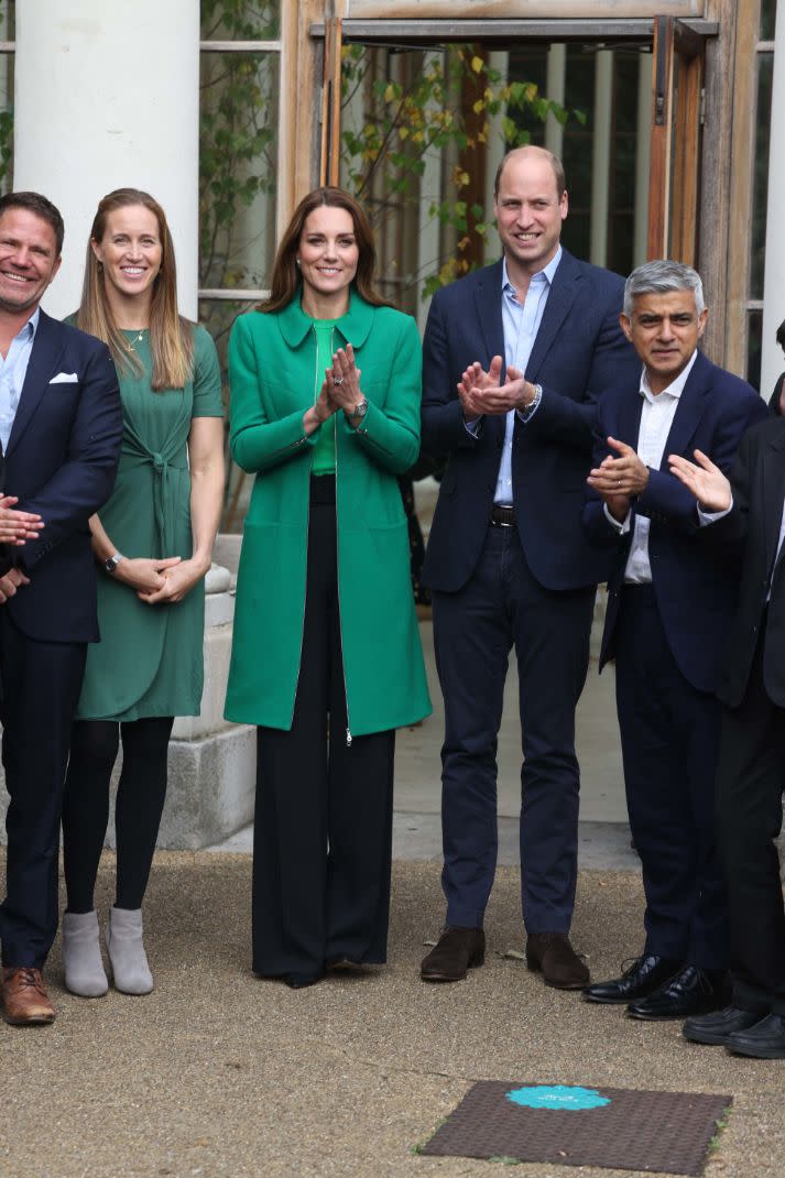 The Duke, Duchess of Cambridge visit Kew Gardens to take part in a Generation Earthshot event with children from The Heathlands School, Hounslow, London, Oct. 13. - Credit: MEGA