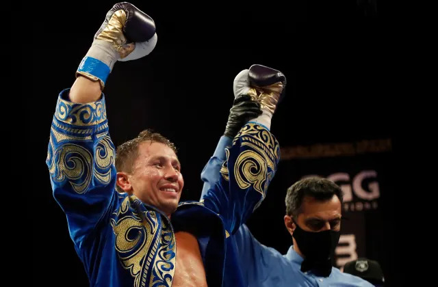 Golovkin actualmente ostenta las fajas de la IBF y de la IBO. Su pelea de unificaci&#xf3;n con el japon&#xe9;s Murata se pospuso por el arribo de la variante &#xd3;micron. (Photo by Cliff Hawkins/Getty Images)