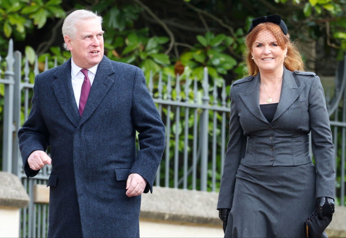 Prince Andrew and Sarah Ferguson at the memorial of King Constantine of Greece (POOL/AFP via Getty Images)