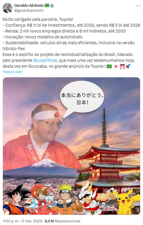 Con estos animes celebró el vicepresidente de Brasil su acuerdo con Toyota