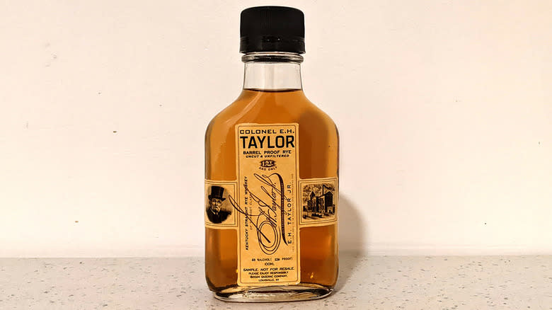 Barrel proof rye whiskey bottle