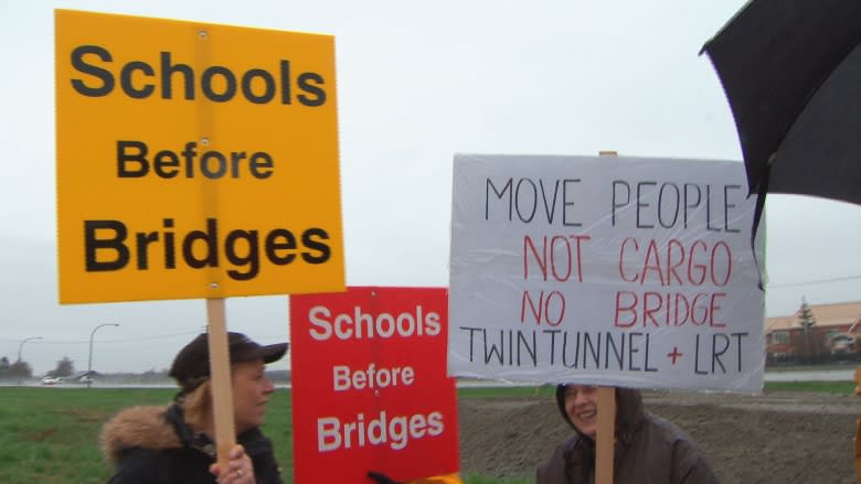 Protesters crash groundbreaking for bridge to replace Massey Tunnel