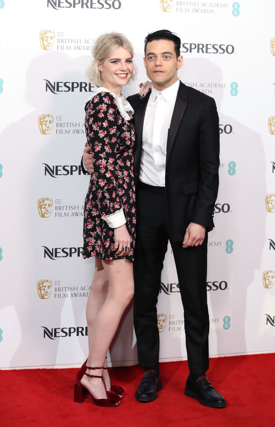 Lucy Boynton and Rami Malek at BAFTA party