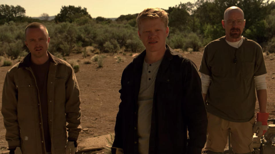 Aaron Paul, Jesse Plemons, and Bryan Cranston in Breaking Bad