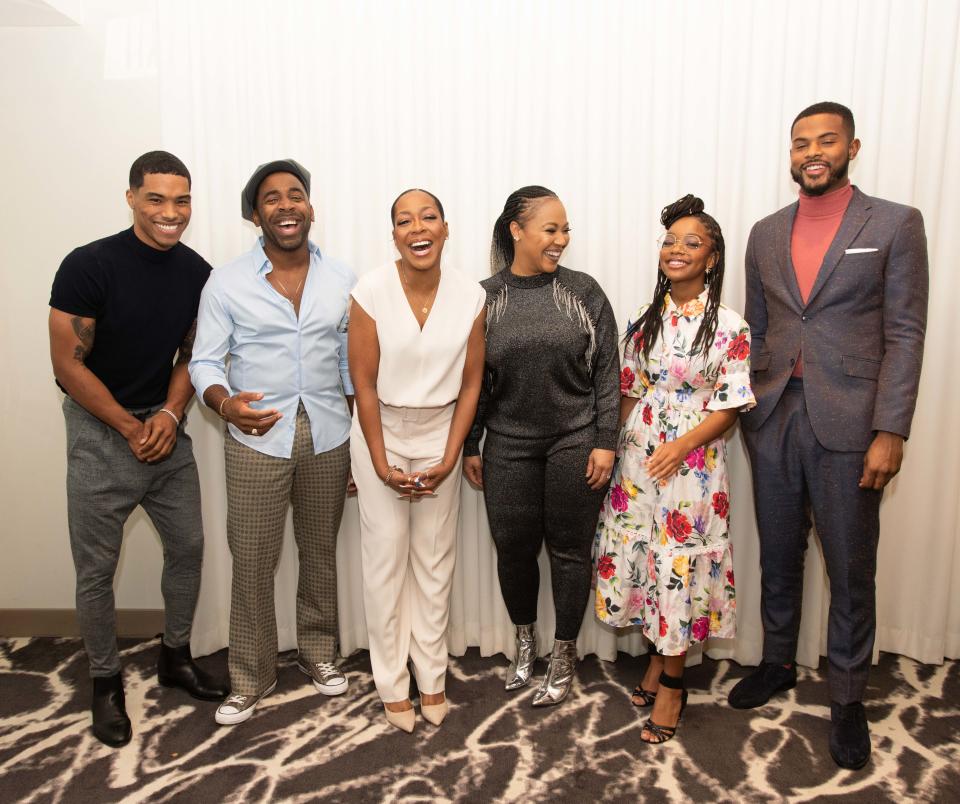 (L-R) Rome Flynn, Major, Tichina Arnold, Erica Atkins, Marsai Martin and Trevor Jackson NAACP Image Awards press conference, Los Angeles, USA - 09 Jan 2020