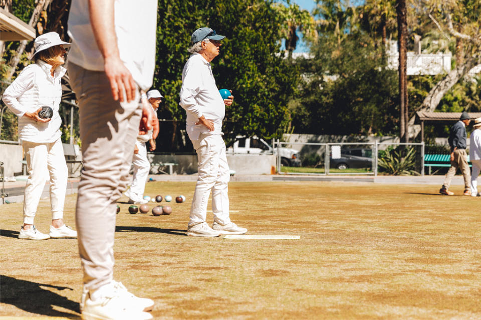 Duke + Dexter modeled by members of the Holmby Park Lawn Bowls Club. - Credit: Courtesy of Duke + Dexter