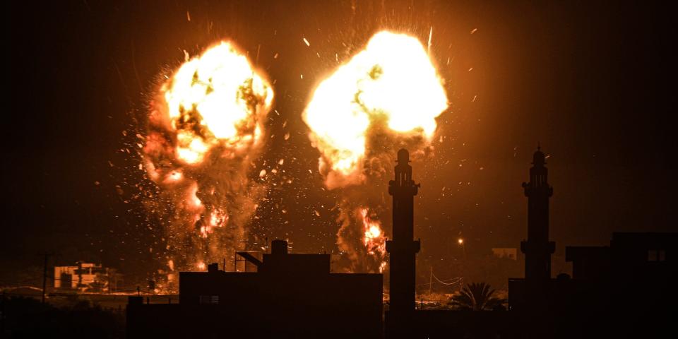 Flames from an Israeli airstrike in Gaza City, Gaza.