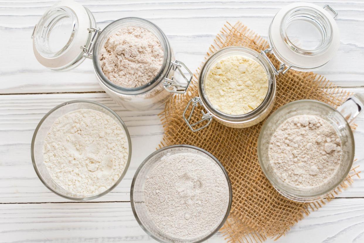 varieties of flours in jars