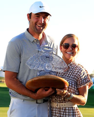 Mike Mulholland/Getty Scottie Scheffler with his wife Meredith Scudder after winning the WM Phoenix Open at TPC Scottsdale on February 13, 2022 in Scottsdale, Arizona.