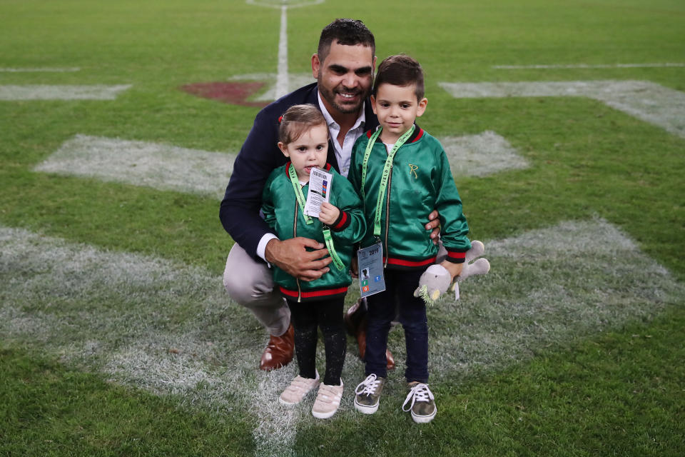 Greg Inglis with his kids in 2019.