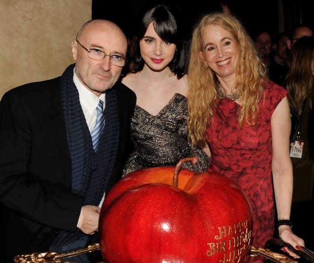 Phil Collins, Lily Collins and Jill Tavelman<p>Kevin Winter/Getty Images</p>