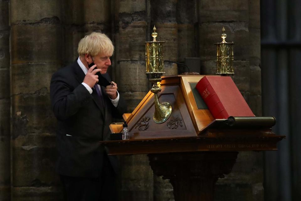 Boris Johnson during a service at Westminster Abbey (Getty Images)