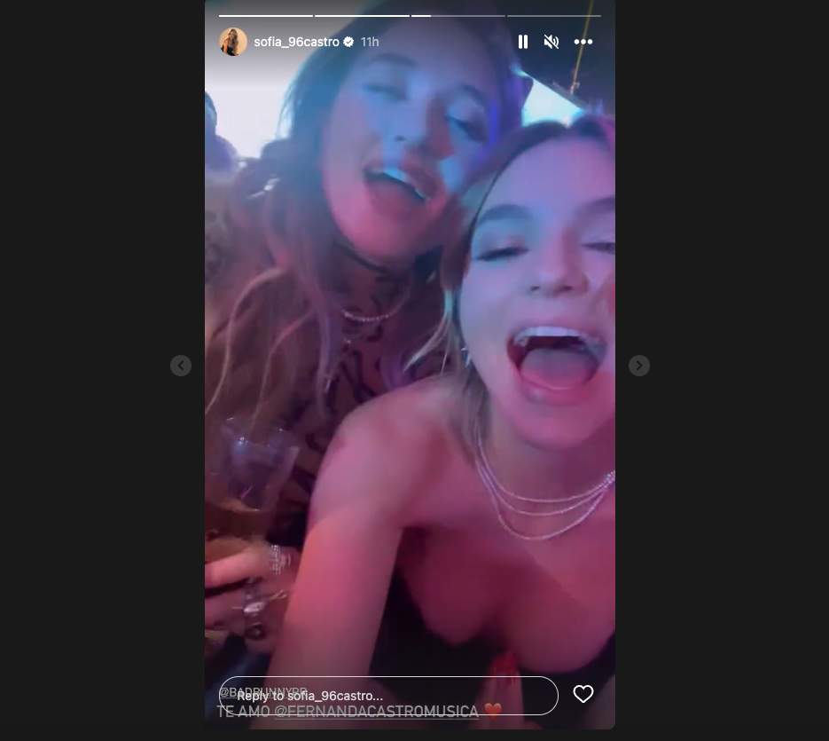 Sofía Castro en el after party de Bad Bunny en México. (Captura de Instagram)