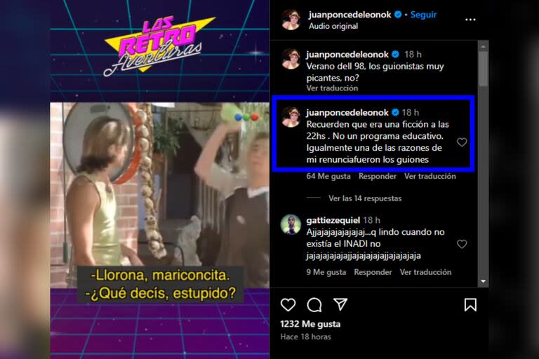 Juan Ponce de León habló sobre su salida de Verano del 98 (Captura Instagram @juanponcedeleonok)