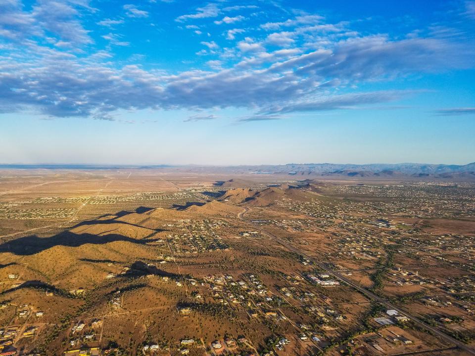 On a typical day, visibility is 60 miles in every direction, said Scott Appelman, founder and owner of Rainbow Ryders hot air balloon company.