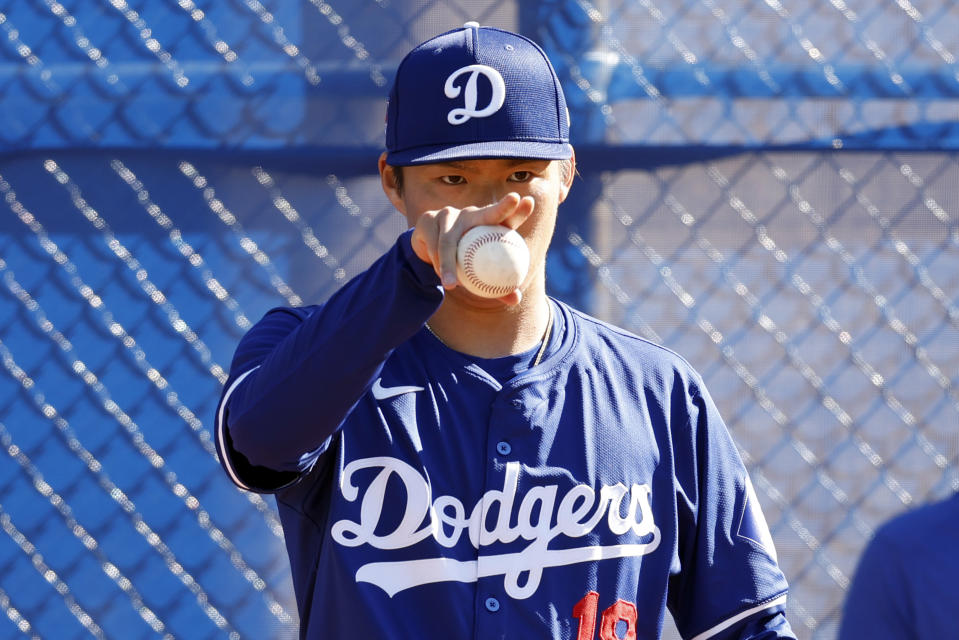 Yoshinobu Yamamoto #18 of the Los Angeles Dodgers 