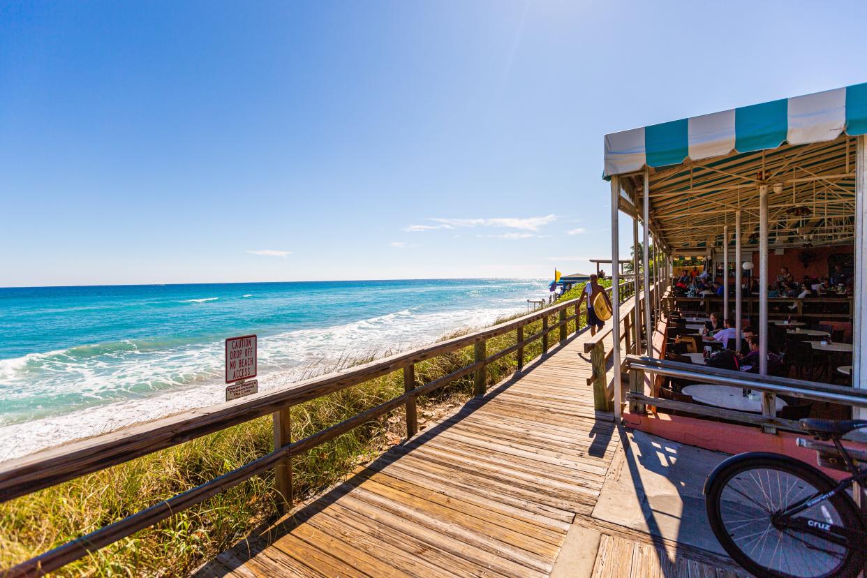 The Dune Deck Cafe is perched just steps above the beach at Lantana.