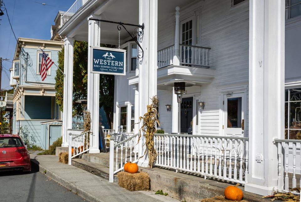 historic western hotel on a bright fall day