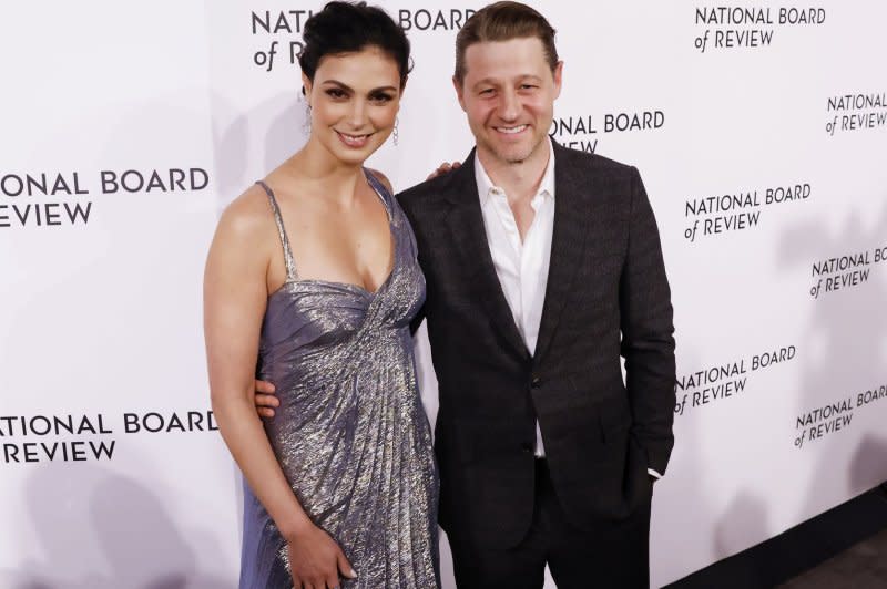 Ben McKenzie and Morena Baccarin arrive on the red carpet at the National Board of Review annual awards gala at Cipriani 42nd Street in 2022 in New York City. File Photo by John Angelillo/UPI