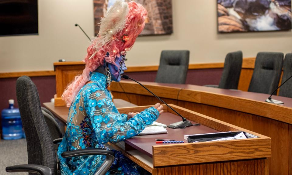 Maxi Glamour, a drag performer based in St. Louis, tells a Missouri House committee they believe restrictions on drag would have negative economic impacts.