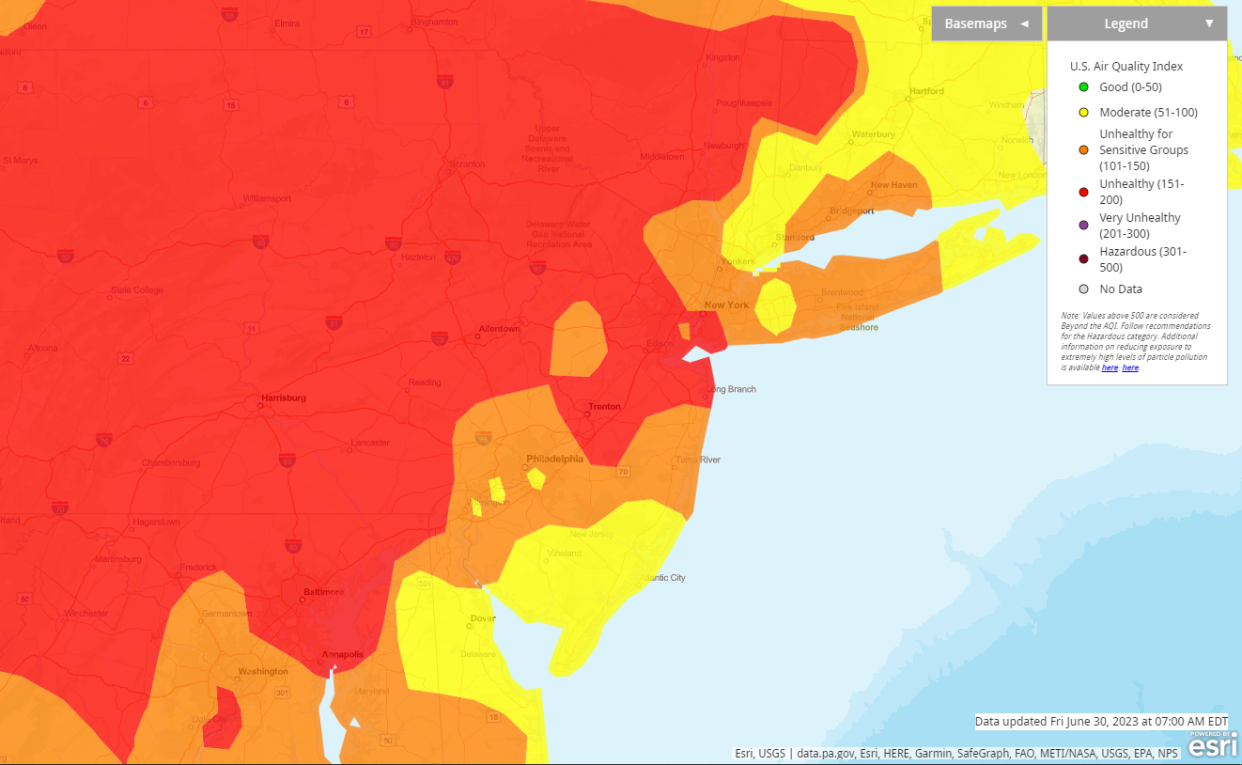 Air quality as of 7 a.m. Friday, June 30, 2023.