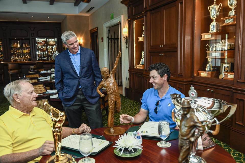 Rory McIlroy appeared genuinely surprised to receive the Jack Nicklaus Award. (Getty)