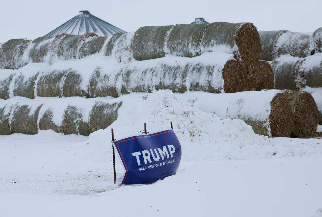 A campaign sign for Trump