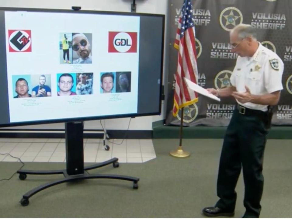 Volusia County Sheriff Mike Chitwood discusses a neo-Nazi group distributing anti-semitic propaganda in Florida (screengrab/Volusia County Sheriff’s Office)