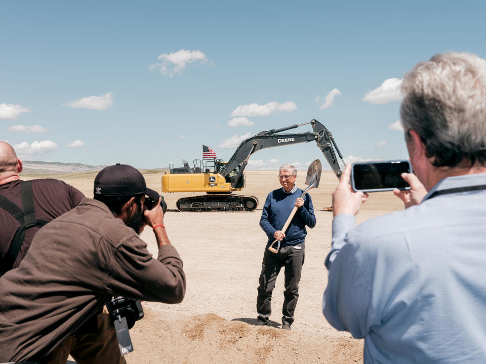 Bill Gates, the former head of Microsoft and currently ranked as the world's seventh-richest person, attends the groundbreaking for TerraPower's nuclear power plant near Kemmerer, Wyo., June 10, 2024. Gates has poured $1 billion into a project in Wyoming coal country that aims to build the first in a new generation of nuclear reactors that produce emissions-free electricity. (Benjamin Rasmussen/The New York Times)