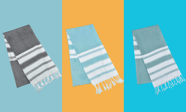 Peshtemal Extra Large Turkish Beach Towel. Cotton (color: yellow, blue,  white)