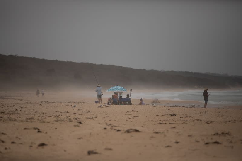 Beachgoers are see in Joshs beach, in Dalmeny