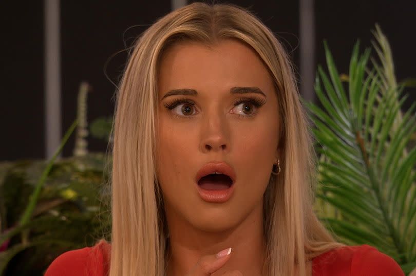 Jessy Potts looks shocked on Love Island