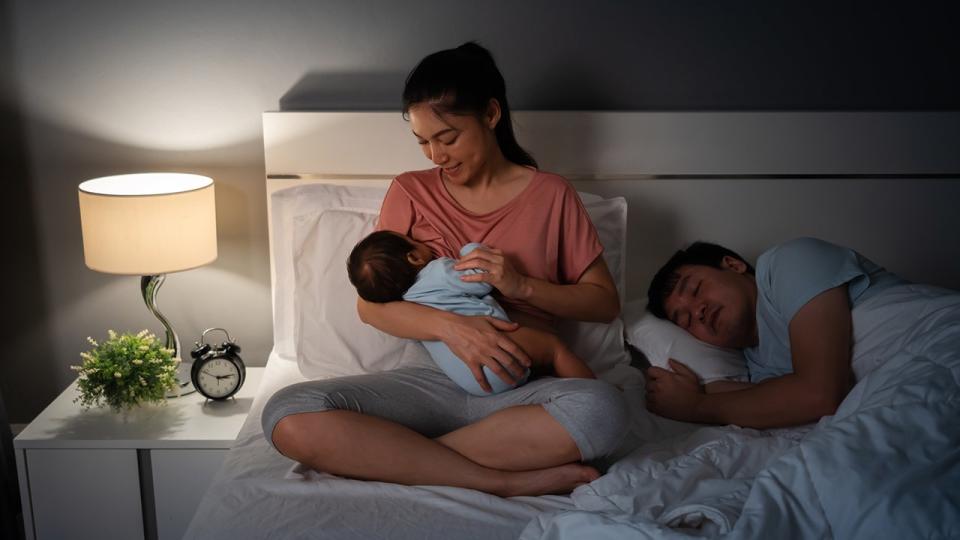 Parents taking care of baby