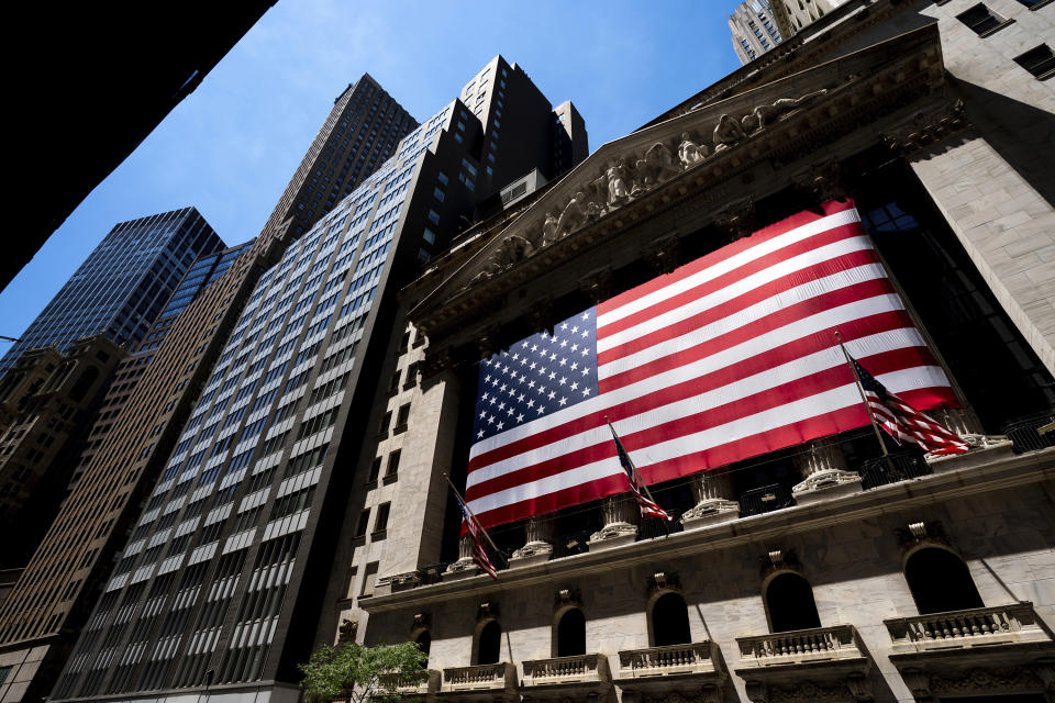 FILE - The New York Stock Exchange on Wednesday, June 29, 2022, in New York. Stocks are opening lower on Wall Street Friday, Aug. 5, following much stronger than expected hiring data from the Labor Department.(AP Photo/Julia Nikhinson, File)